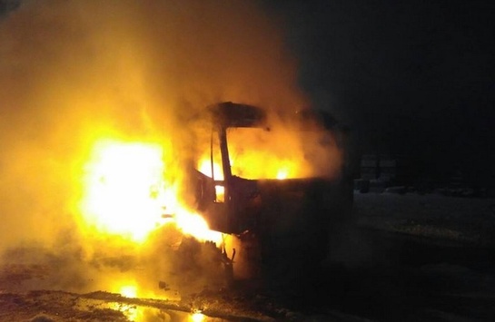 На Закарпатті згоріла вантажівка з російськими номерами
