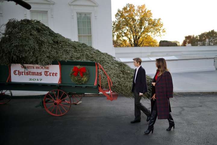 Як Меланія Трамп з сином Берроном зустрічала різдвяну ялинку. Фотогалерея