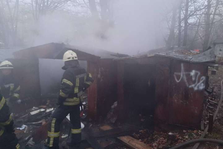 Під час ліквідації пожежі в гаражах у Києві виявлено два трупи (фото)