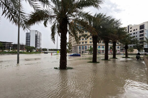 Через сильні опади на вулицях Дубая утворилася велика кількість води, через що було зупинено роботу однієї з гілок метро