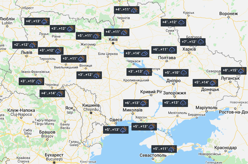 Прогноз погоди в Україні на 20 квітня