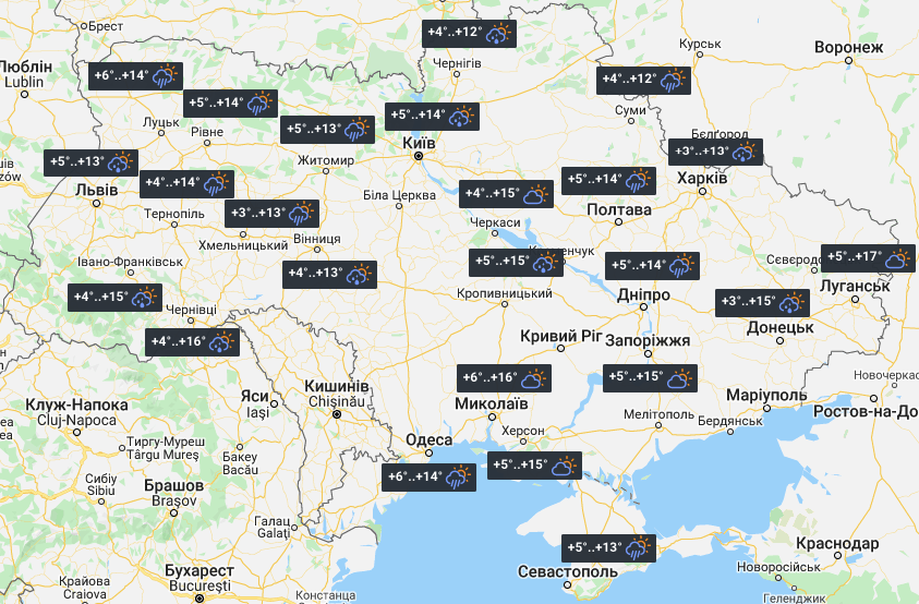 Прогноз погоди в Україні на 21 квітня