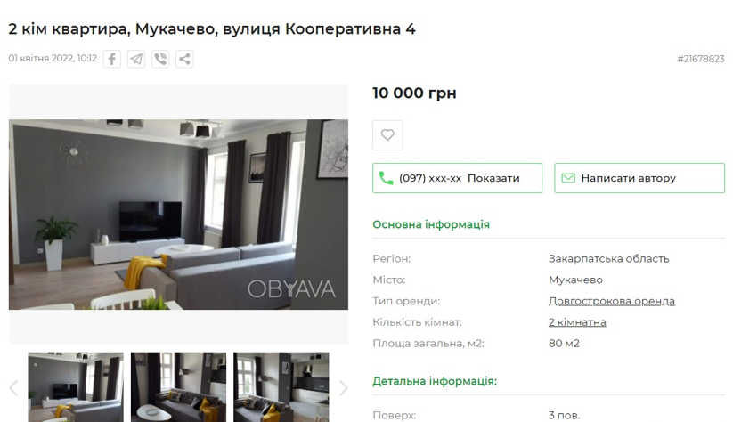 Сучасна квартира в Мукачеві за 10 тис. грн. (Фото: Odyava)