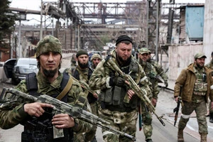 Бійці чеченського батальйону «Ахмат» в окупованому Маріуполі, 2022 рік