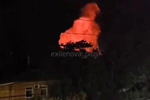 Пожежа після влучань в Росії