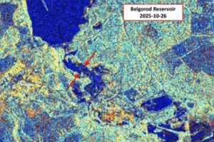 Супутникові знімки, на яких видно масштаб затоплення територій після ураження греблі Бєлгородського водосховища 