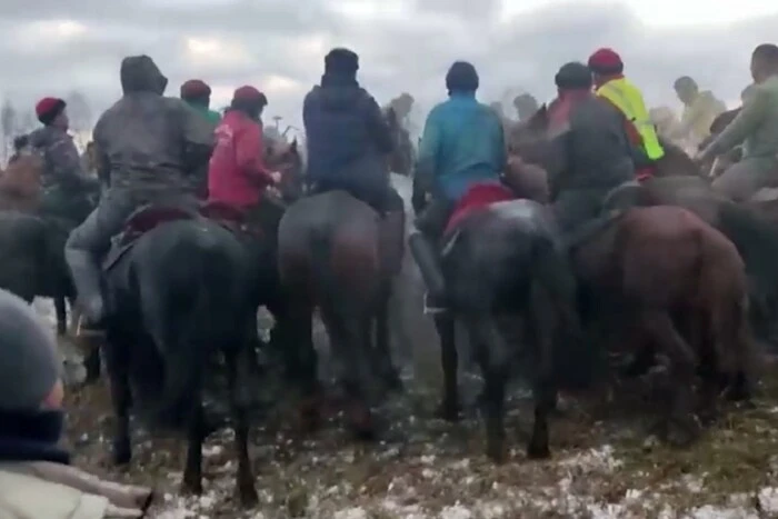 Біля Москви пройшов незаконний турнір з хокею на конях із обезголовленою тушею цапа