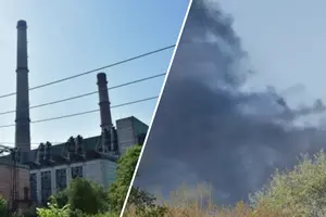 Дим після атаки на Чернігів 17 квітня 2026 року