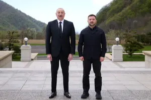 Ільхам Алієв та Володимир Зеленський під час зустрічі в Габалі, Азербайджан, 25 квітня 2026 року