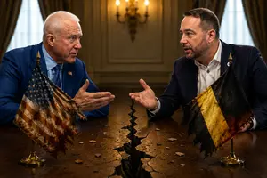 Міністр закордонних справ Бельгії Максим Прево з послом США Білом Вайтом