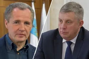 В'ячеслав Гладков (ліворуч) став губернатором Білгородської області у вересні 2021 року, Олександр Богомаз очолював Брянщину з 2014 року