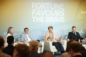 Міністерка закордонних справ Латвії Байба Браже під час конференції 18 травня 2026 року