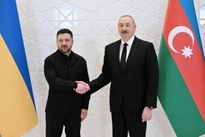 Президенти України Володимир Зеленський та президент Азербайджану Ільхам Алієв під час зустрічі у Габалі. 25 квітня, 2026 рік