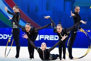 Бронзовими призерками етапу Кубка світу стали Поліна Городнича, Діана Баєва, Таїсія Редька, Валерія Перемета, Олександра Ющак