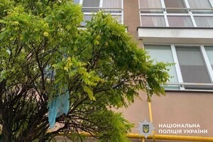 Як речовий доказ «розваг» підлітків, один із заповнених водою пакетів так і лишився висіти на гілках дерева під вікнами будинку