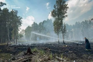 На Київщині рятувальники продовжують ліквідовувати масштабну пожежу лісової підстилки у Богданівському лісництві поблизу села Богдани. 24 серпня 2026 року