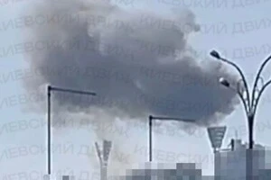 Дим у районі стадіону імені Валерія Лобановського