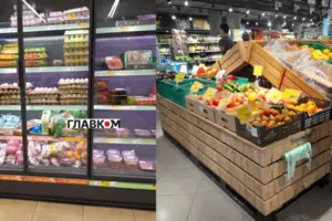 Полиці із продуктами у центрі столиці