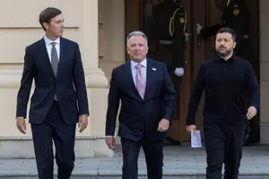 6 вересня 2026 року у Києві відбулися переговори Зеленського зі спецпосланцями США Стівом Віткоффом (ліворуч) та Джаредом Кушнером (праворуч)