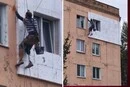 Чоловік з протезом утеплює фасад багатоповерхівки: фото з Василькова вразило мережу