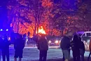 Уламки дрона впали у дворі будинку в Києві: палають авто