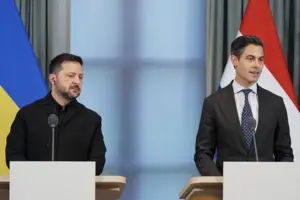 Президент України Володимир Зеленський та прем’єр-міністр Нідерландів Роб Єттен під час спільної пресконференції