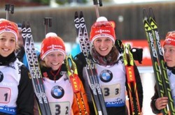 Биатлон. Германии нет равных в женской эстафете, Украина — шестая