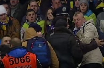 Появилось видео драки болельщиков на матче Украина - Словения