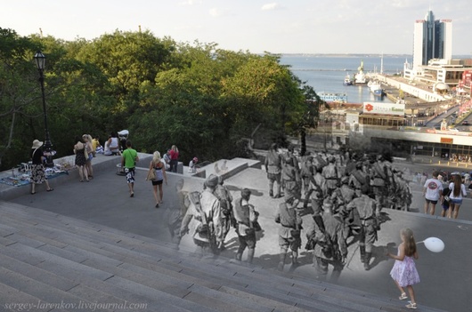 Блогер об'єднав фотографії Одеси в мирний та воєнний час 