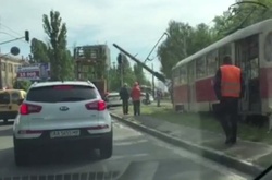 Зламаний стовп зупинив рух трамваїв у Києві