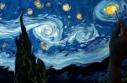 Картины Ван Гога воссоздали с помощью рисования на воде