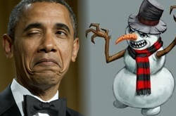 Приколы Белого дома: Барак Обама панически боится снеговиков