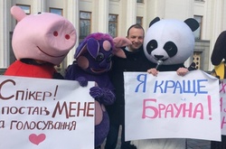 Панда з друзями прийшла під Раду: Хочу бути аудитором НАБУ