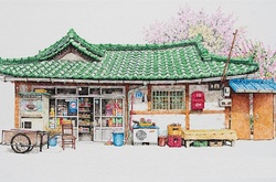 Акриловые скетчи: художница из Южной Кореи 20 лет рисует крохотные магазинчики 