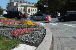 Столичні комунальники вдосконалили клумбу на Європейській площі 