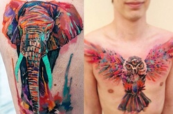 Акварельные татуировки от чешского художника, которые выглядят так, будто нарисованы на бумаге