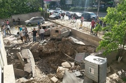 Місце прориву водопроводу на Голосіївському проспекті