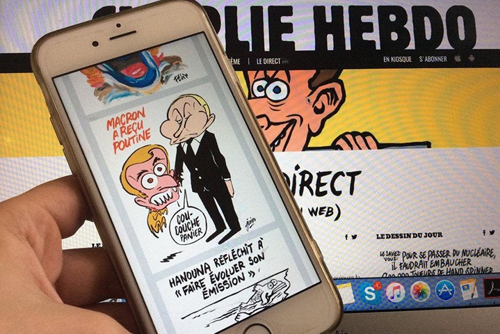 Charlie Hebdo намалював зустріч Макрона та Путіна