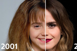  Эмма Уотсон в 2001 и в 2017 годах 
