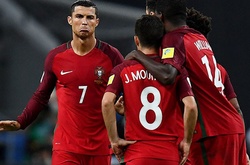   Криштиану Роналду с партнерами по сборной Португалии по футболу  
  
  