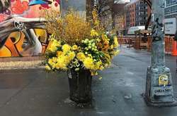 Флорист превратила мусорные баки Нью-Йорка в гигантские вазы с цветами