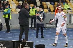 Домагой Віда після зіткнення із суперником. Фото: прес-служба Динамо Київ