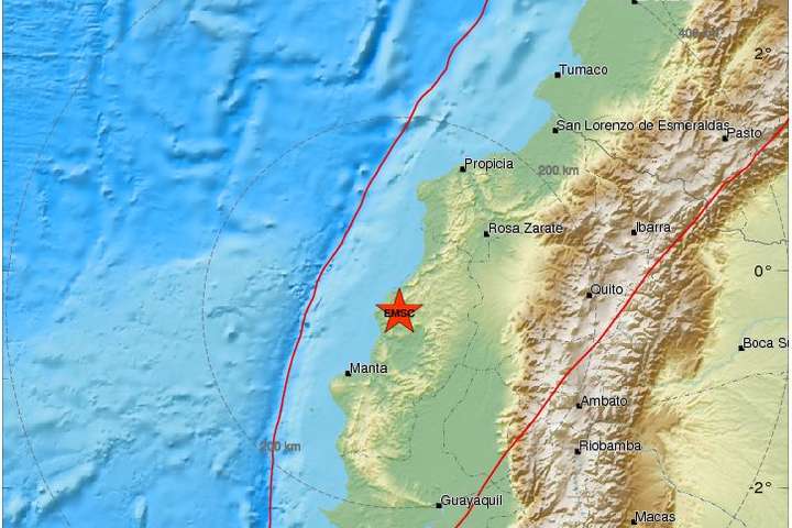 Біля берегів Еквадору стався потужний землетрус