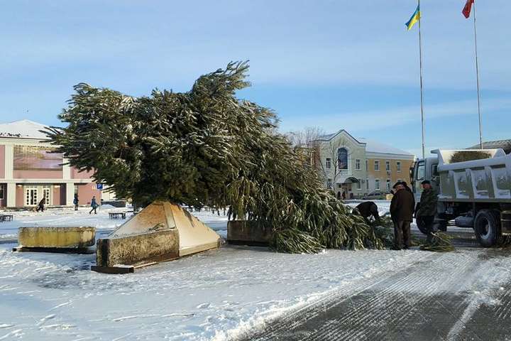 В Золотоноше рухнула главная городская елка (фото)