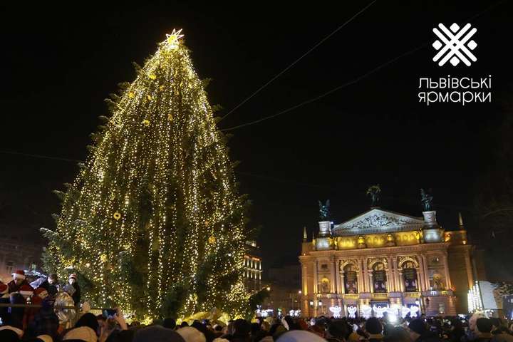 Во Львове засветили «европейскую» новогоднюю елку (фото)