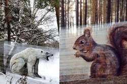 Гигантские животные в лесу: оригинальный стрит-арт поразил сеть