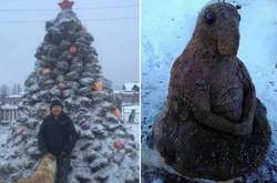 Сеть смеется над скульптором, который создал новогодние шедевры из навоза