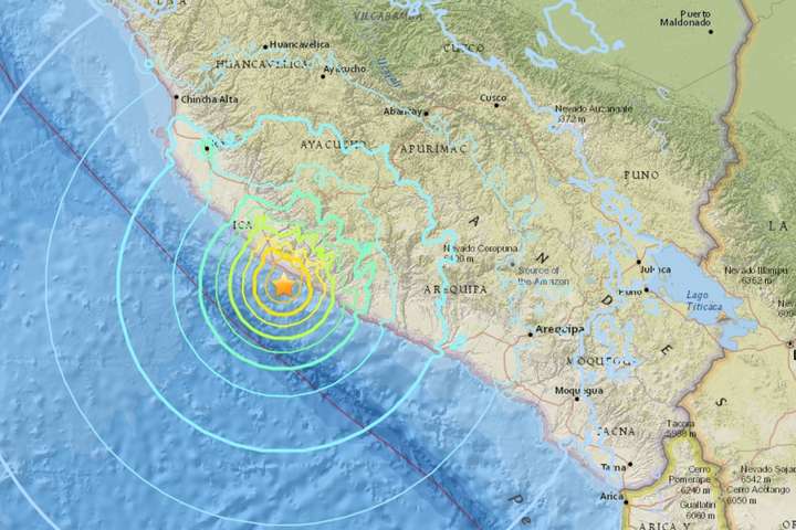 Біля Перу стався потужний землетрус