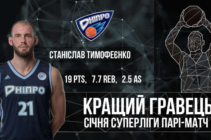 Форварда «Дніпра» Тимофеєнка вдруге поспіль назвали найкращим баскетболістом у Суперлізі