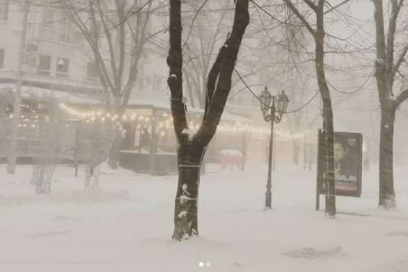 Сильные снегопады парализовали Одессу (видео)